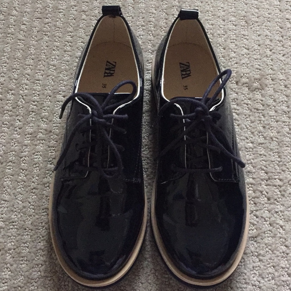 Zara Derby Patent Shoes (size 35)